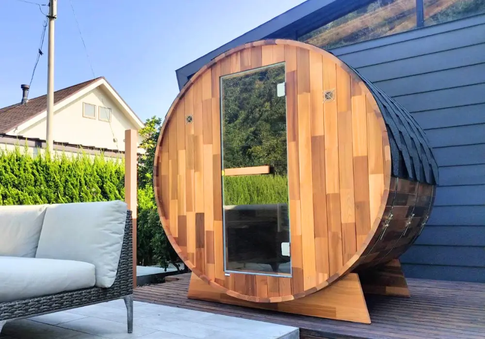 【バレルサウナ】Sタイプ 室内2名用/外椅子なし 1,500×1,800mm＜レッドシダー＞