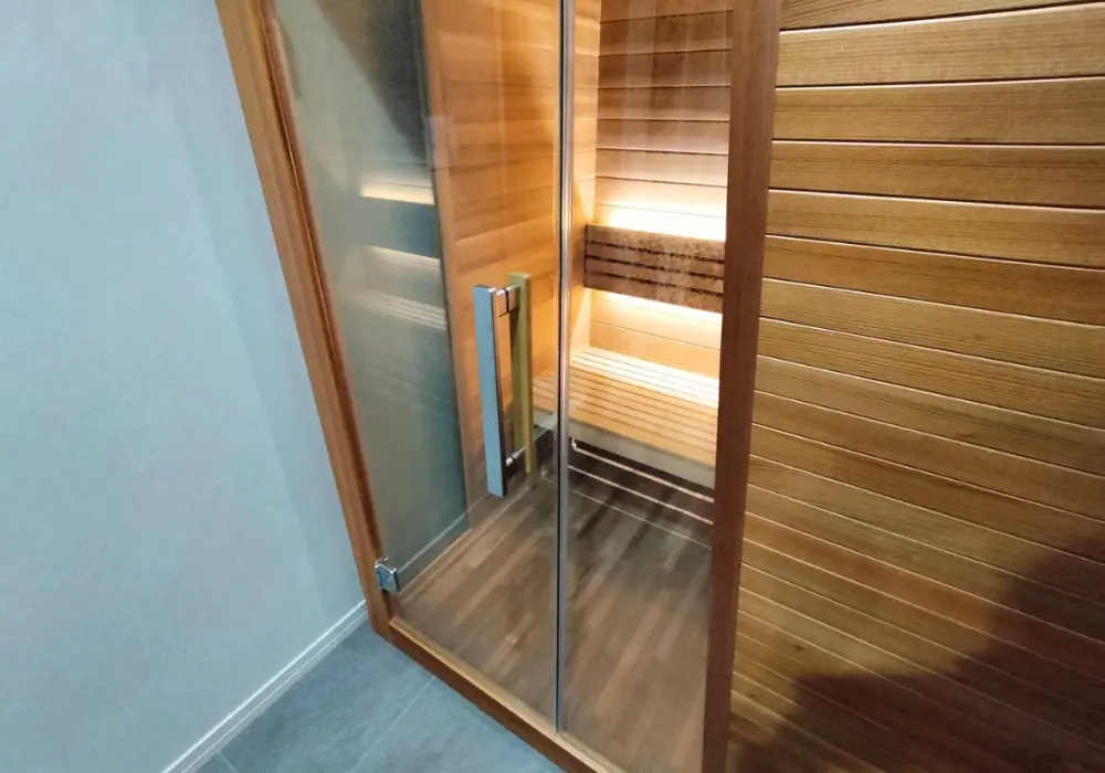 【ホームサウナ】ウッドデザインBタイプ 室内2名用 1,500×1,250×1,950mm＜レッドシダー＞